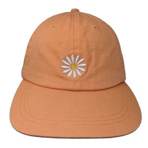 Flower Power Slideback Hat Orange One Size Adjustable Embroidered Cotton Paige